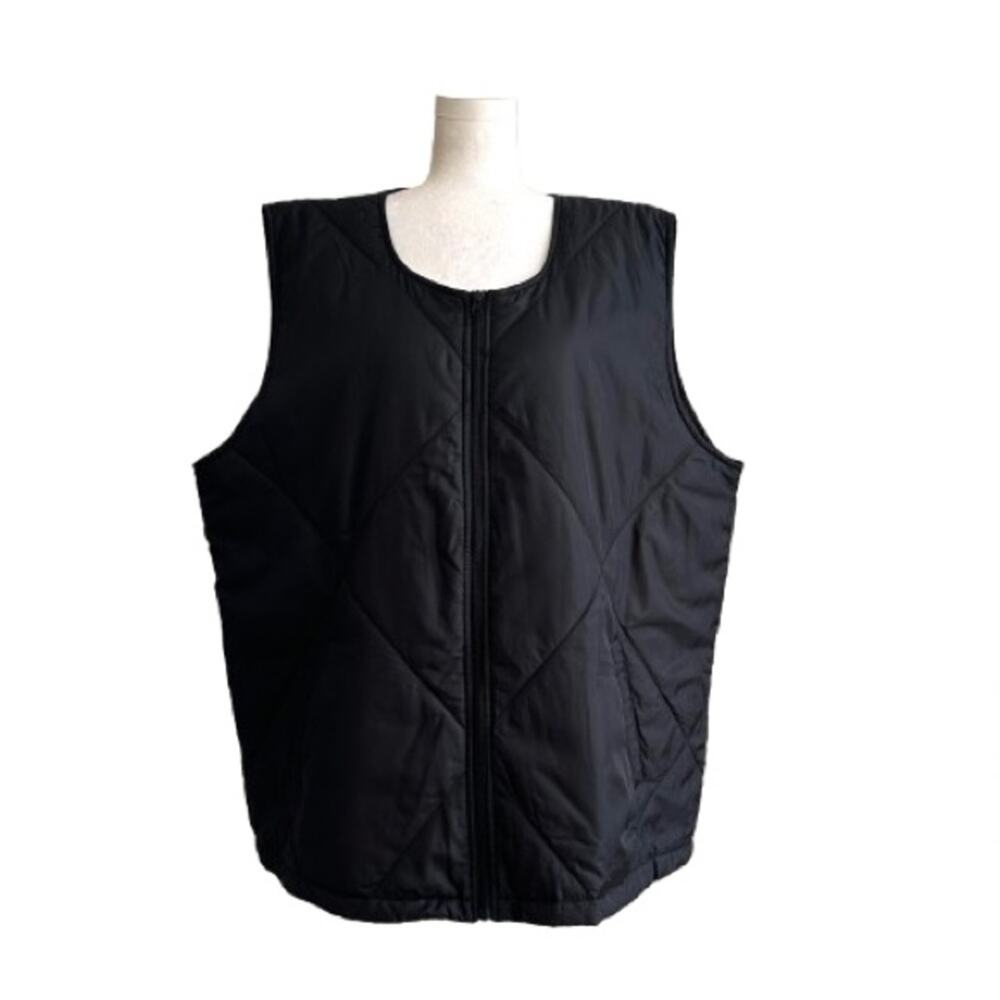 Socialite Vest Coat Black Quilted Front Zip Lightweight Boxy Puffer Plus 2X NEW